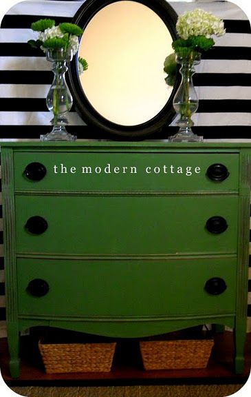 Double Shot Green Painted Furniture, Dark Green Painted Dresser