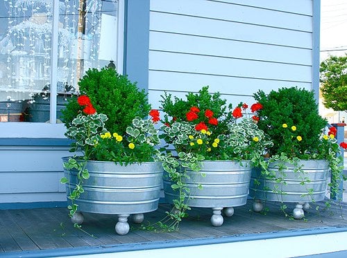 finials and galvanized tubs