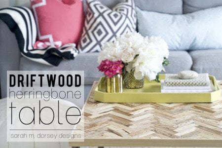 driftwood herringbone table 