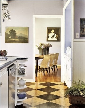 checkerboard floor boards