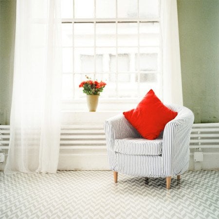 herringbone painted floor