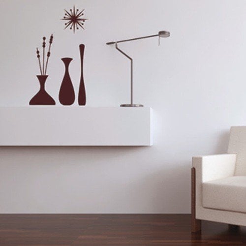 wall decal vases on shelf cool wall art