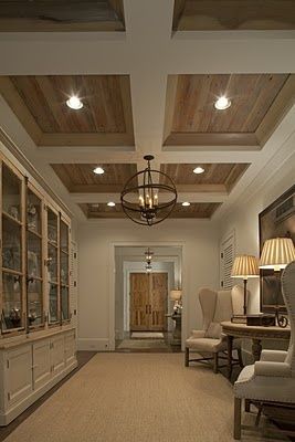 panelled ceiling with recessed lights