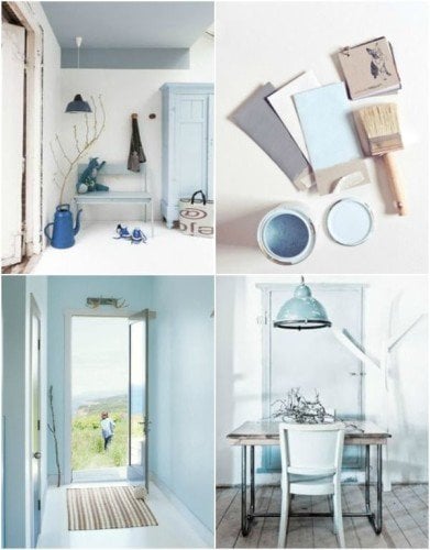 Using blue with gray and white