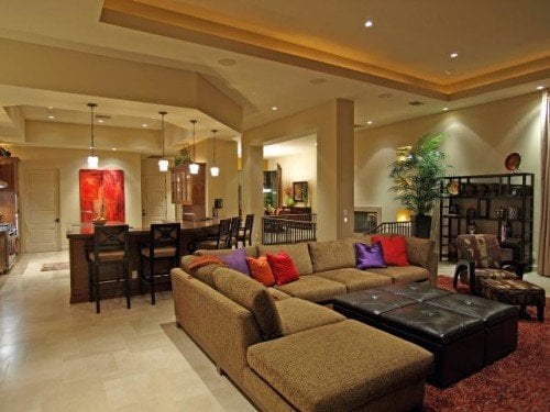 geometric theme throughout the home more circles, squares and lines with pops of color