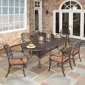 wrought iron outdoor dining table set