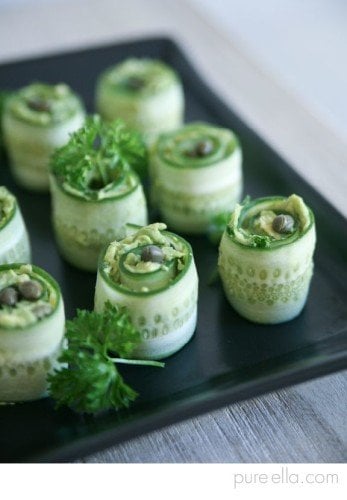 cucumber rolls with creamy avocado garden party