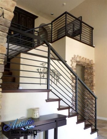 Example of Wrought Iron Stair railing, by Artistic Iron Works, Las Vegas, NV