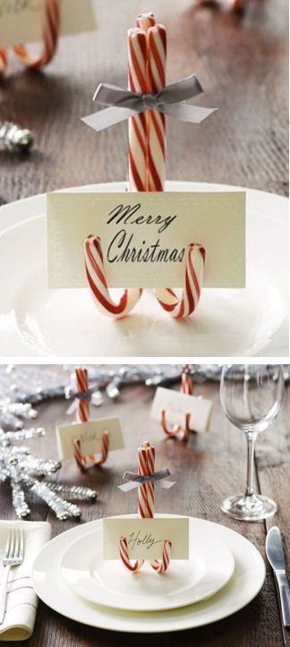 striped cane candy place setting