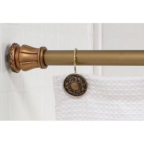 "Regency" Steel Shower Curtain Tension Rod with Decorative Resin Finials
