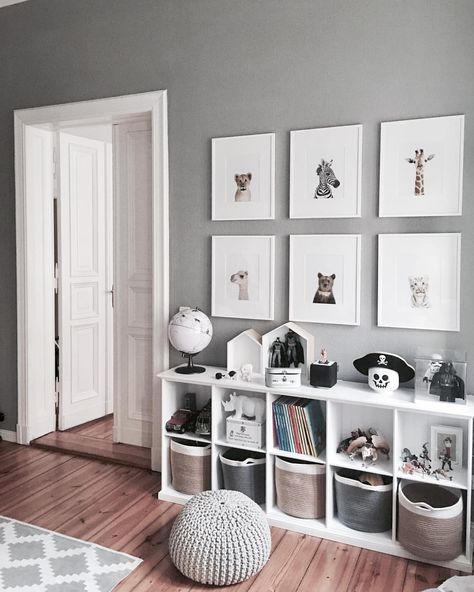 Grey and white bedroom