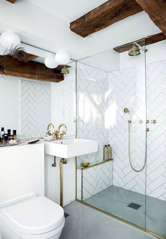  bathroom with gold fixtures