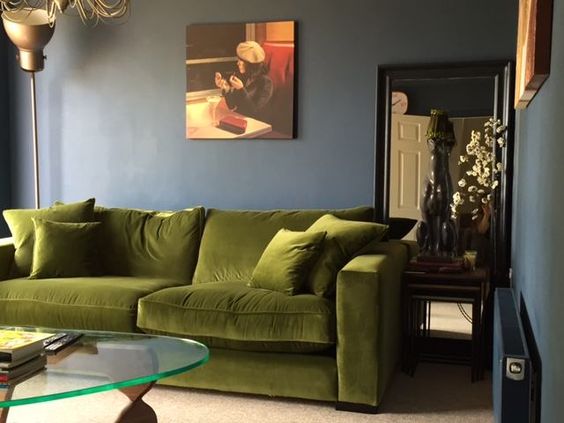Moss green velvet sofa Sofa in Moss Green Velvet