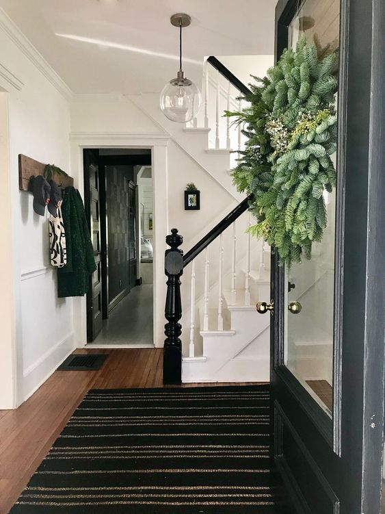 black door and banister