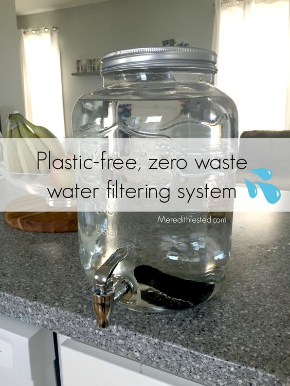 Plastic free, glass and metal, charcoal, water filter, zero waste, eco-friendly, safe and non-toxic way to filter drinking water at home!
