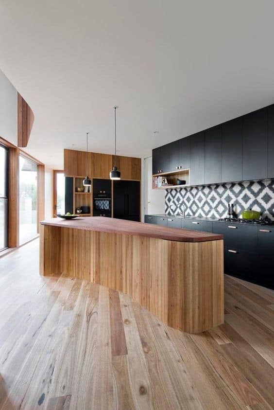 Kitchen Island Made of Barnwood Planks