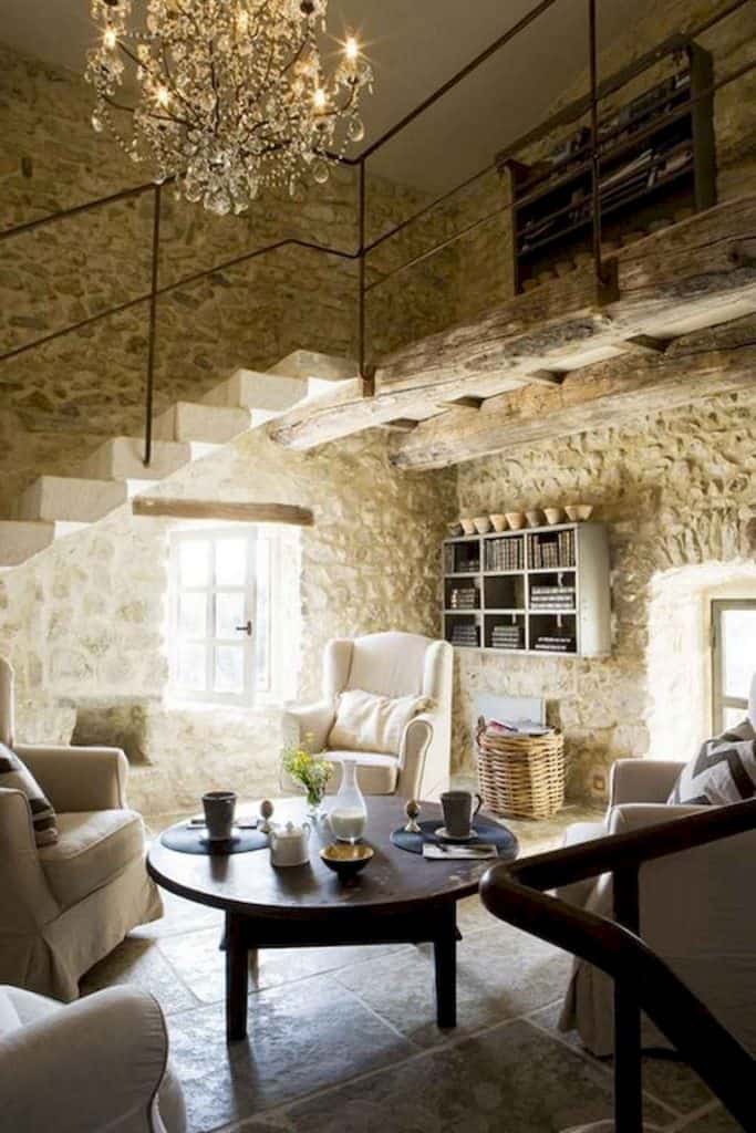 A French Living Room Under the Stairs