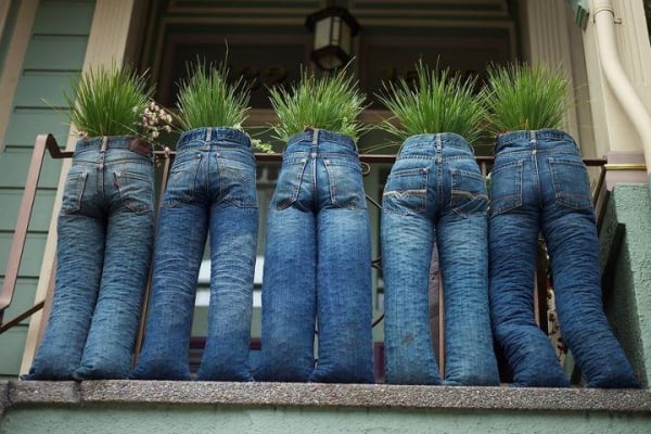 Change Things Up With Denim Jeans as Planters