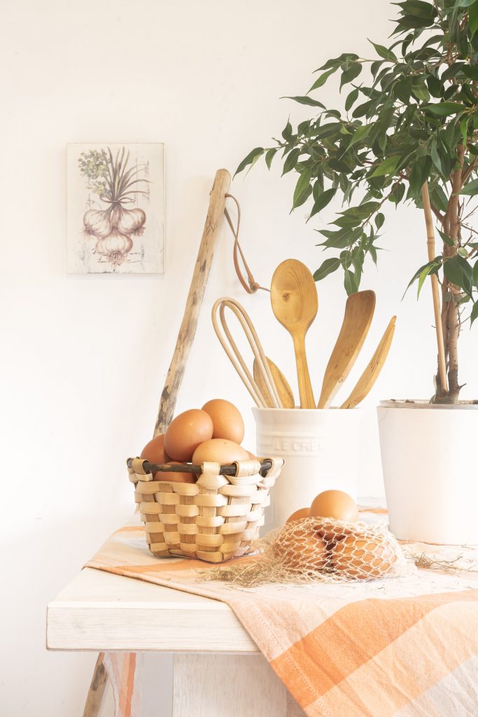 Farmer Baskets on the Kitchen Island