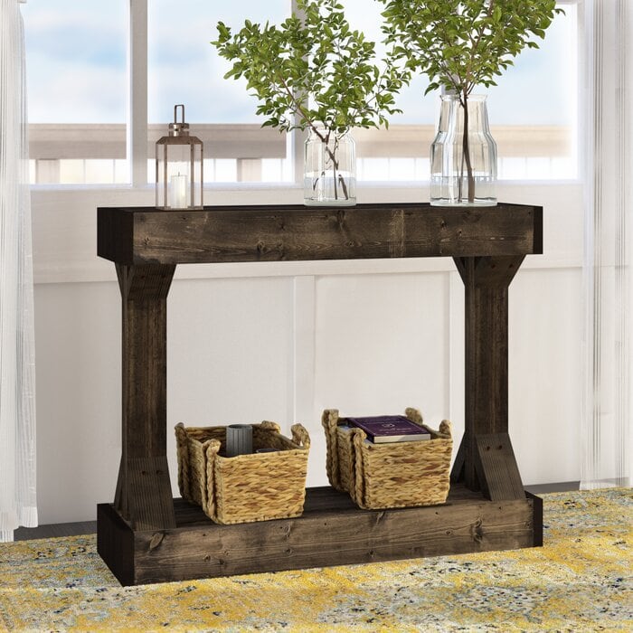 Get a Symmetrical Dark Wooden Console Table