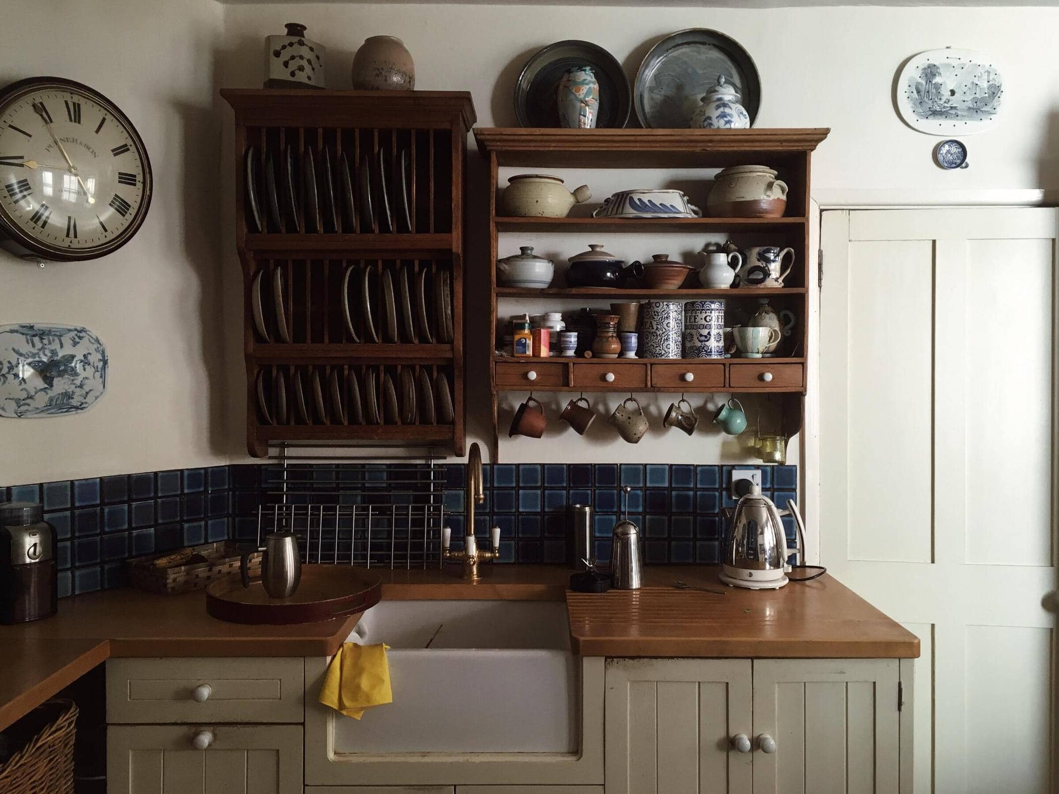 6 Add Some Antique Wooden Cabinets Or Dish Racks