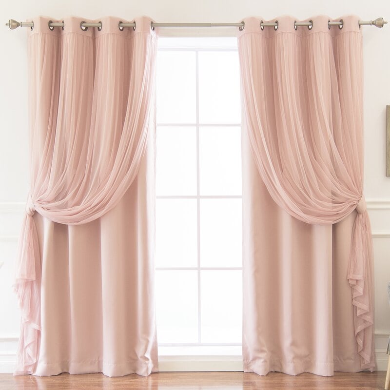 4 Twin Curtains with One Type Knotted Up