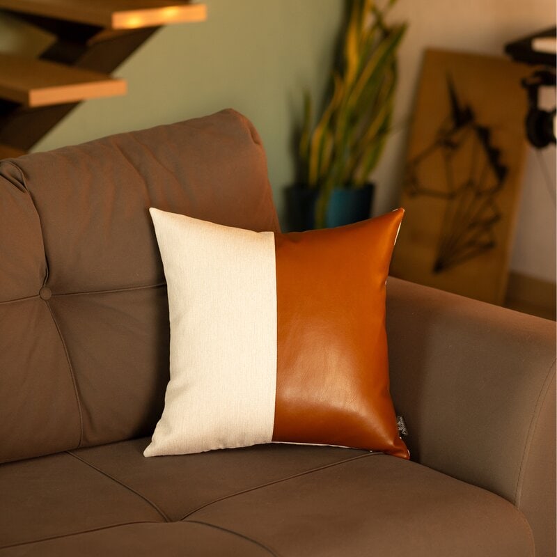 white leather throw pillows