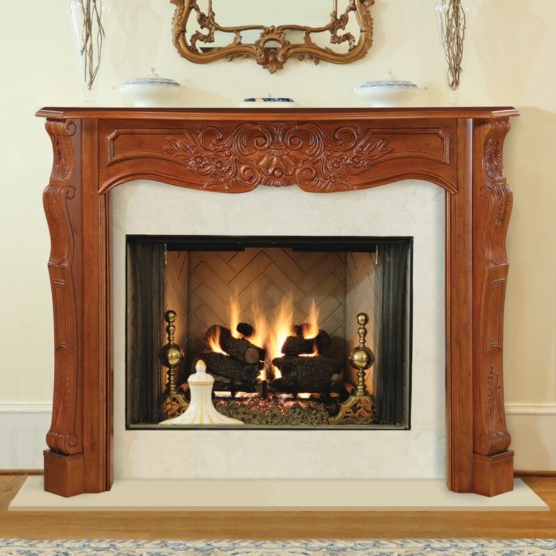 18 An Elegant Carved Wood Fireplace Mantel Surround