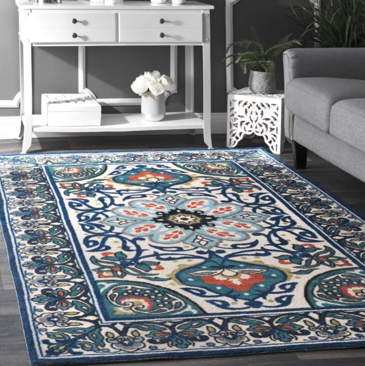 25 Gorgeous Rugs That Go With Grey Couches, Blue Grey And Red Area Rugs
