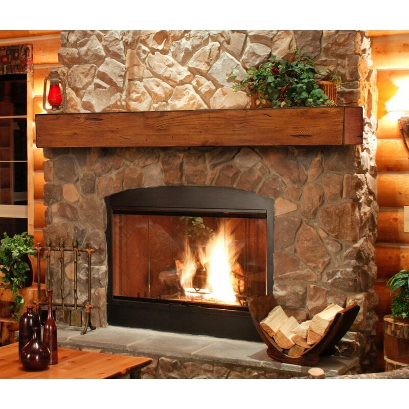 29 Rustic Stone Fireplace with Distressed Wood Mantle