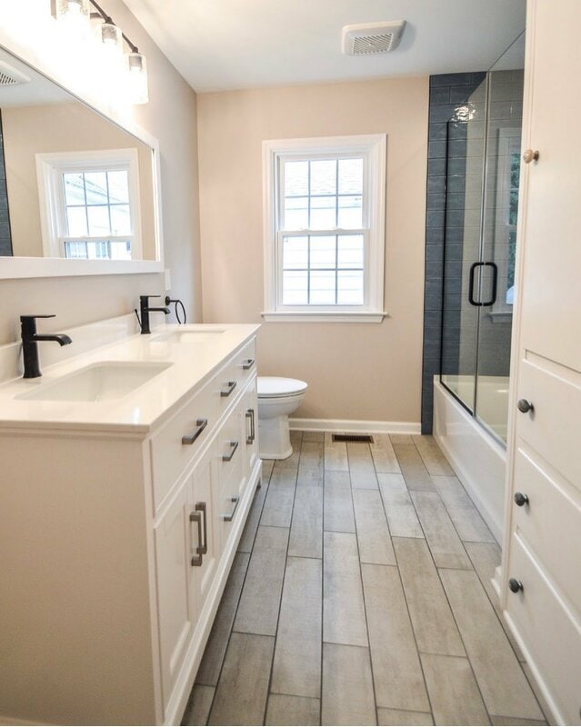 long skinny bathroom layout