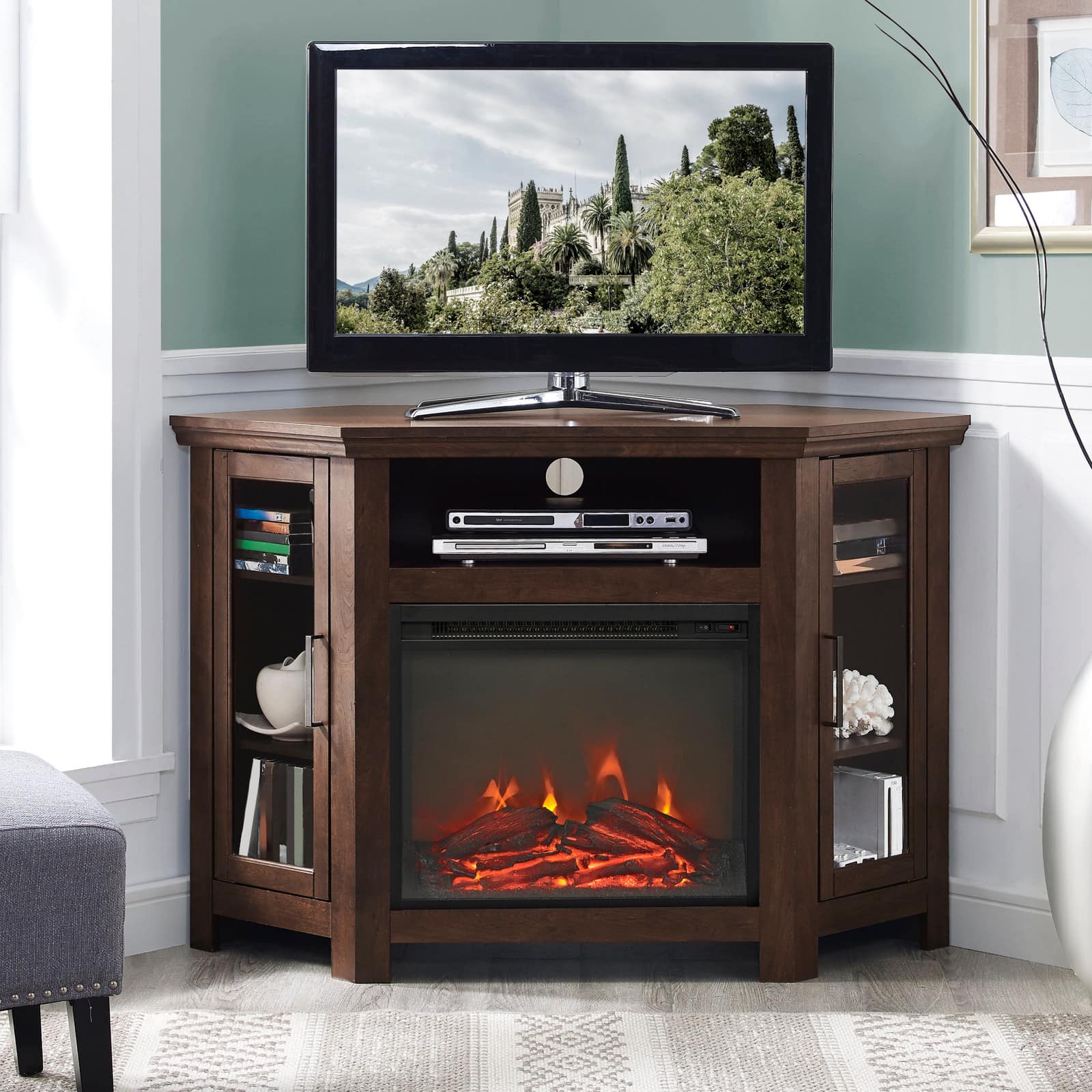 34 A Fireplace and TV Stand in One