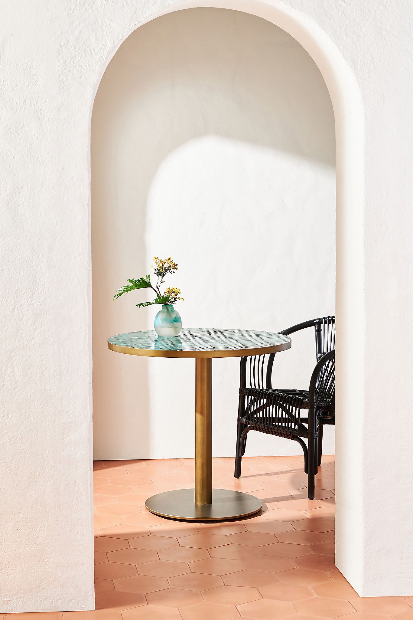 Add Some Mediterranian Vibes With a Stylish Glazed Tile Bistro Table