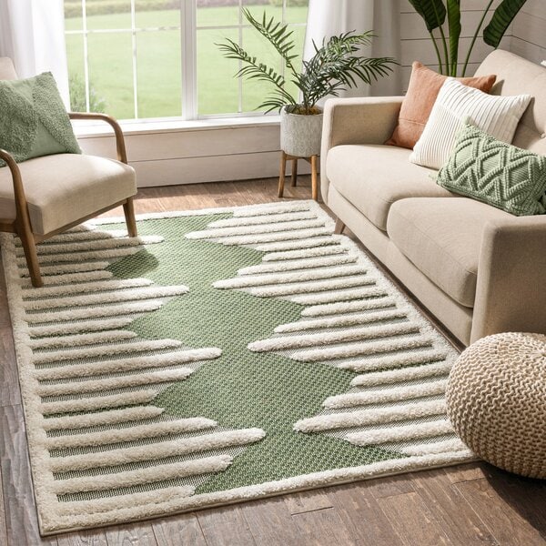 Bring Nature Home With a Green and Ivory Rug