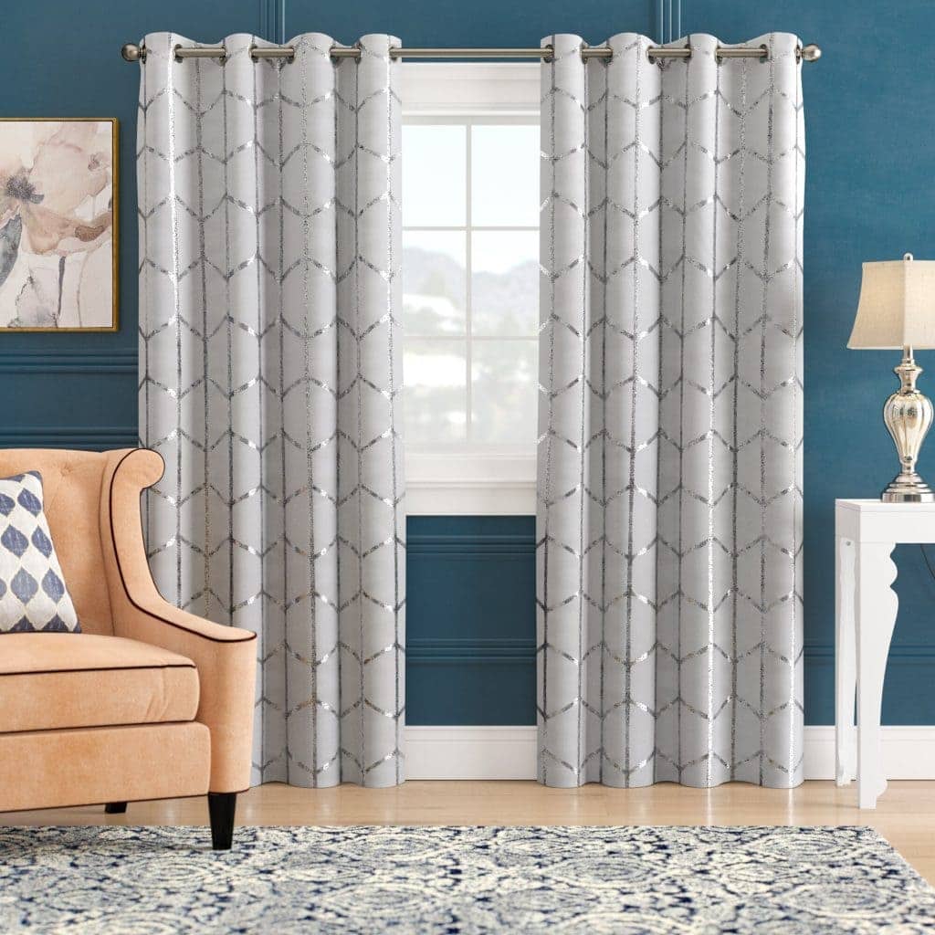 13 Grey and Silver Curtains With Dark Blue Walls