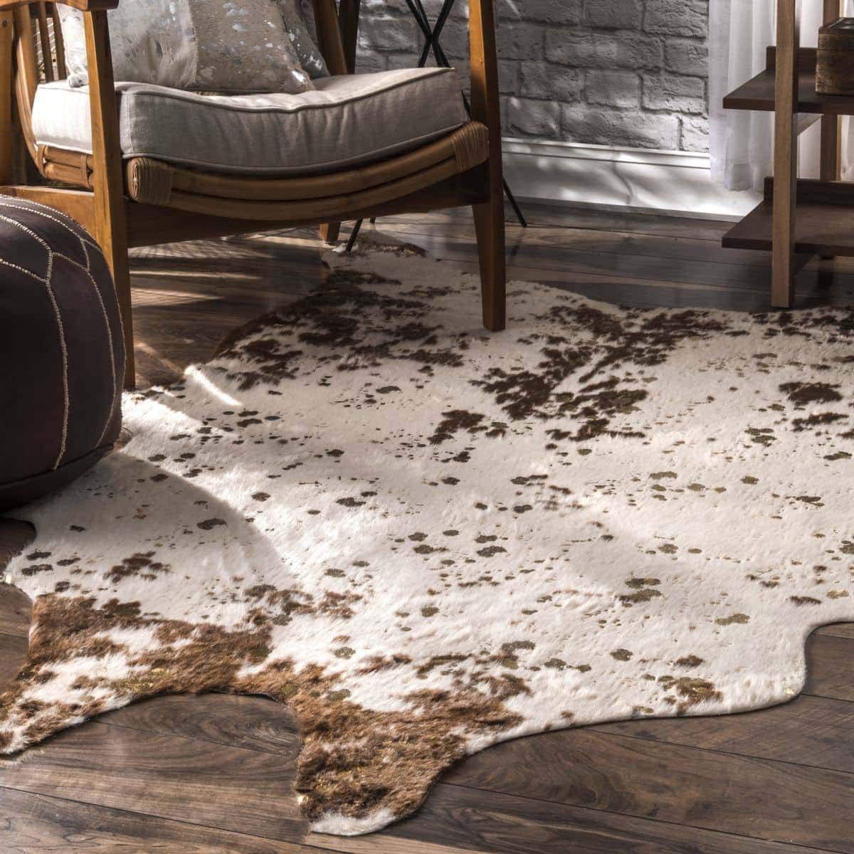 Get a Rustic Look With a Faux Cowhide Rug