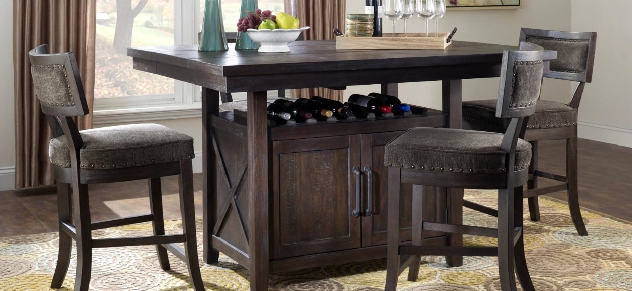 Get the Rustic Look With a Antiqued Finish Self-Storing Dining Table