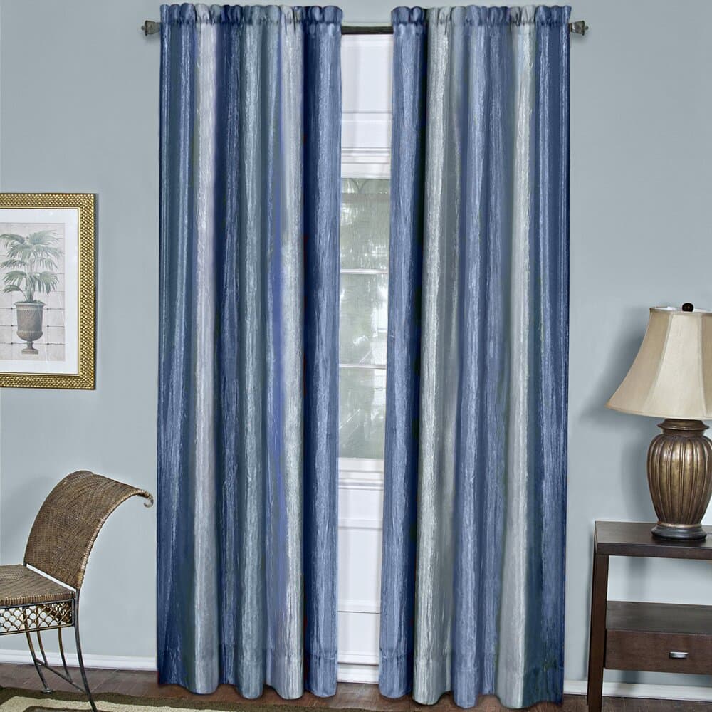 light blue curtains with blue rings