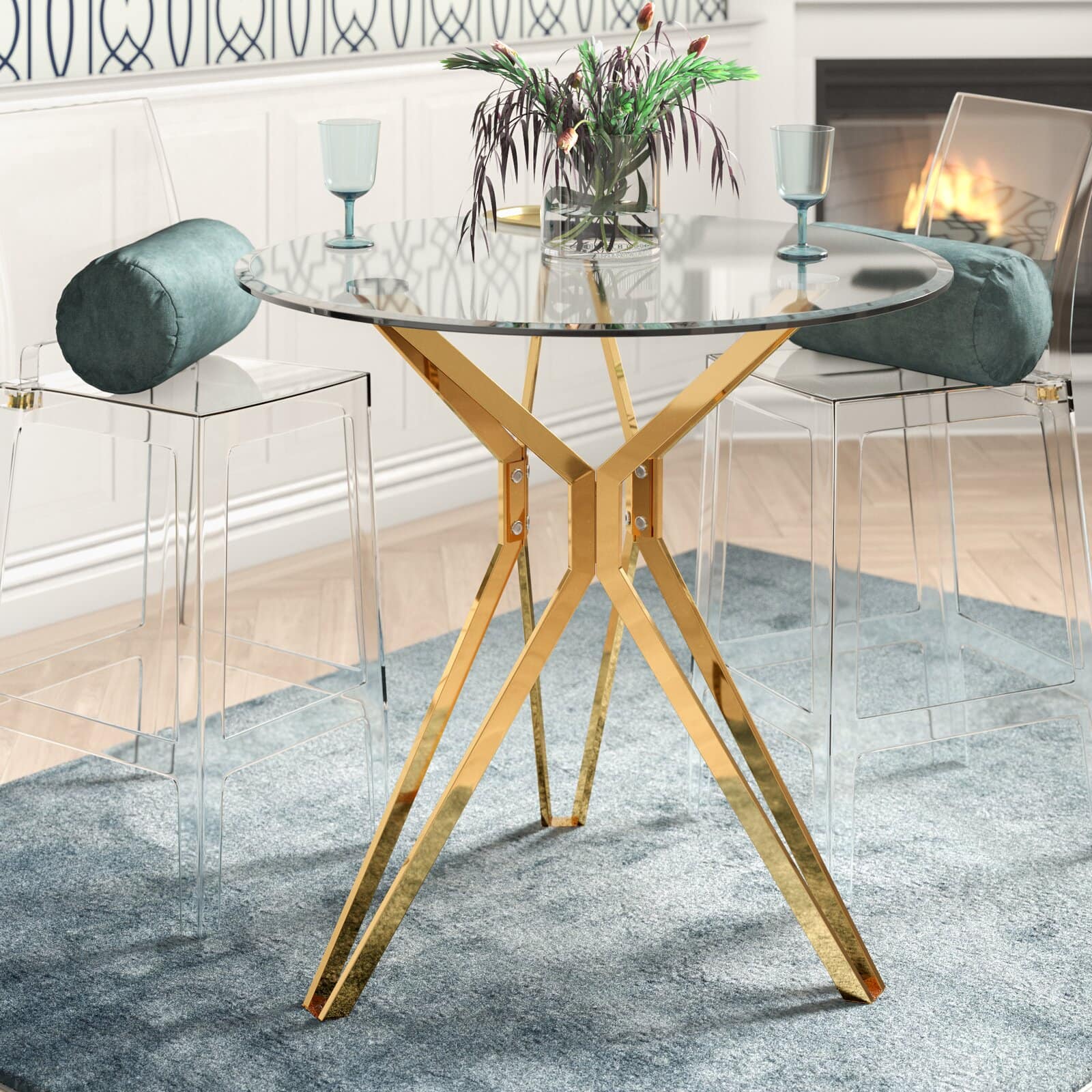 Keep it Chic With a Compact Glass and Gold Dining Table