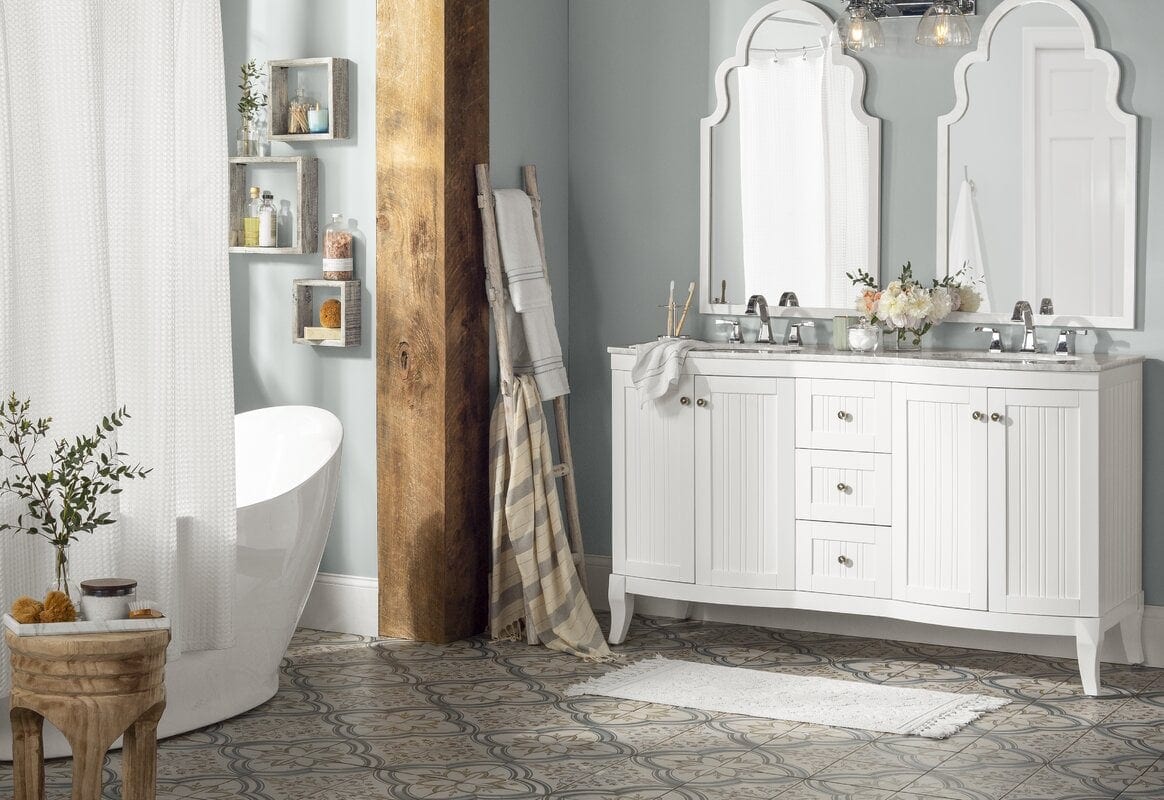 26 Beautiful Bathroom Mirror Ideas, Silver Arched Vanity Mirror Bathroom