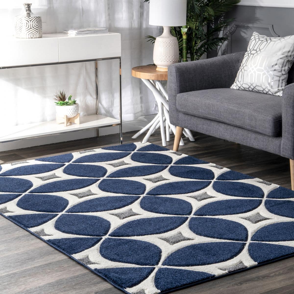 1 Navy Mod Trellis Area Rug 