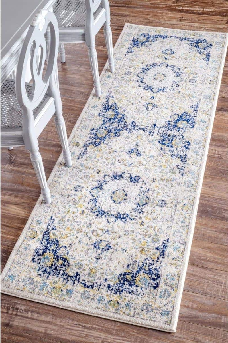 Blue Distressed Persian Runner Rug