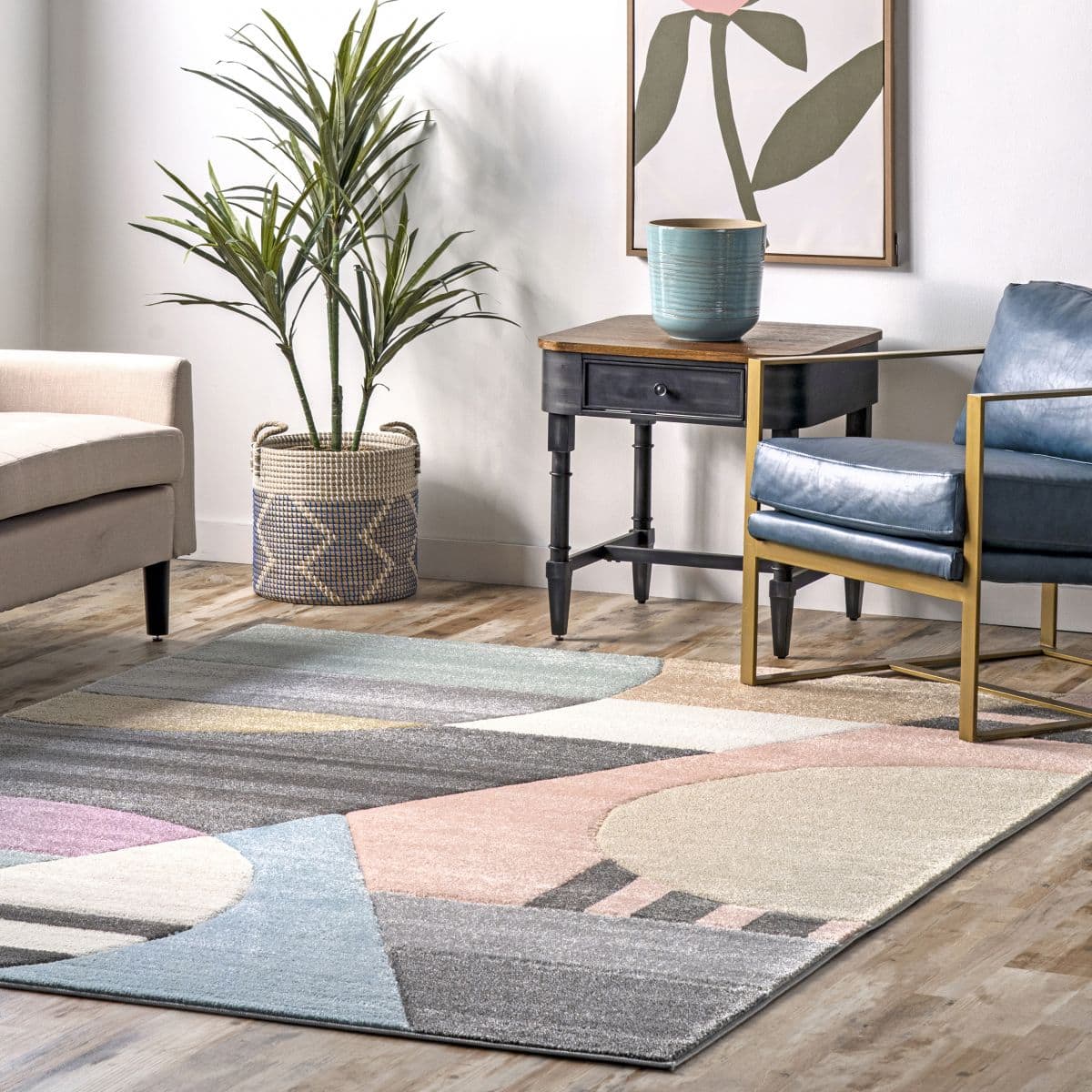 Gray Modern Abstract Area Rug