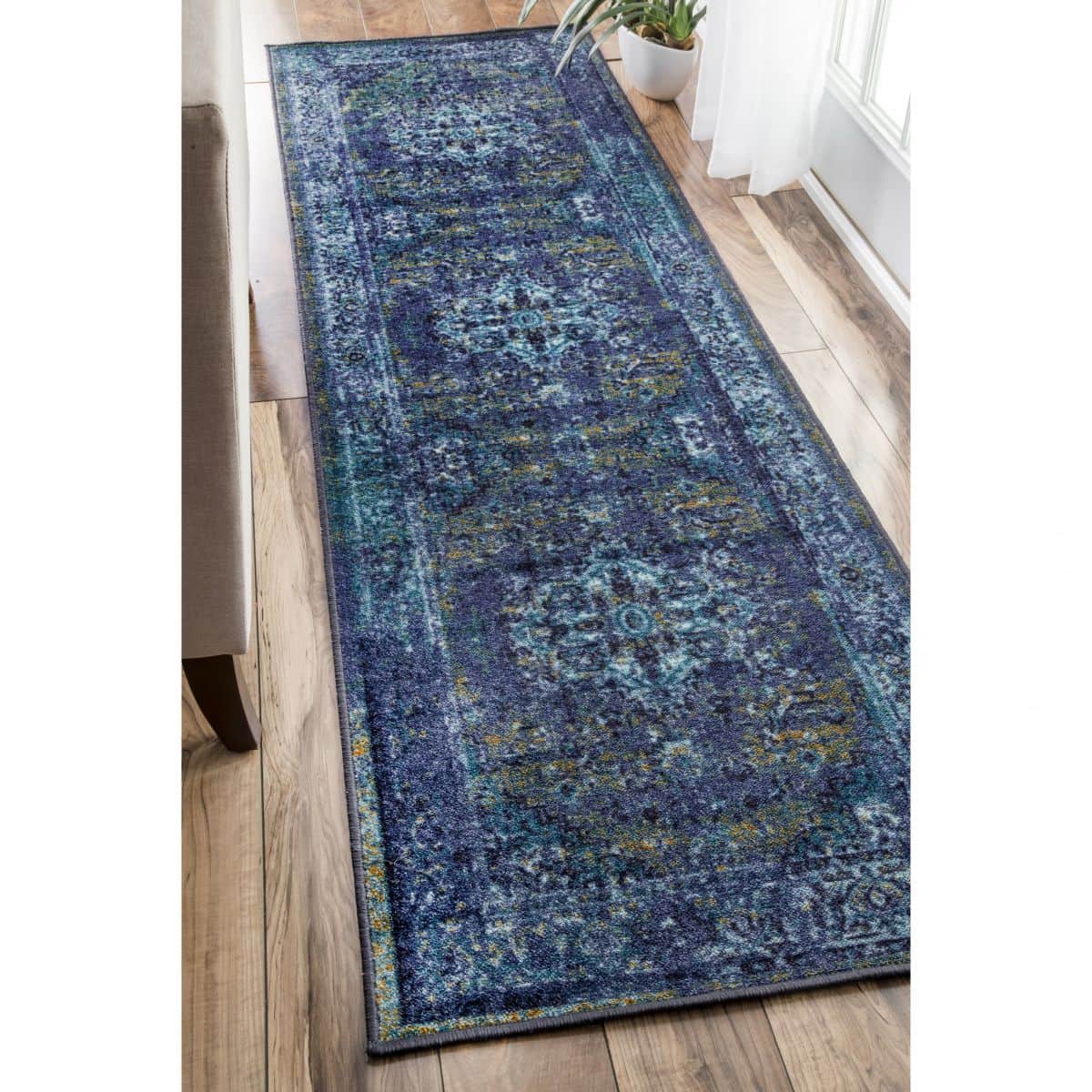 Overdyed Blue Persian Area Rug