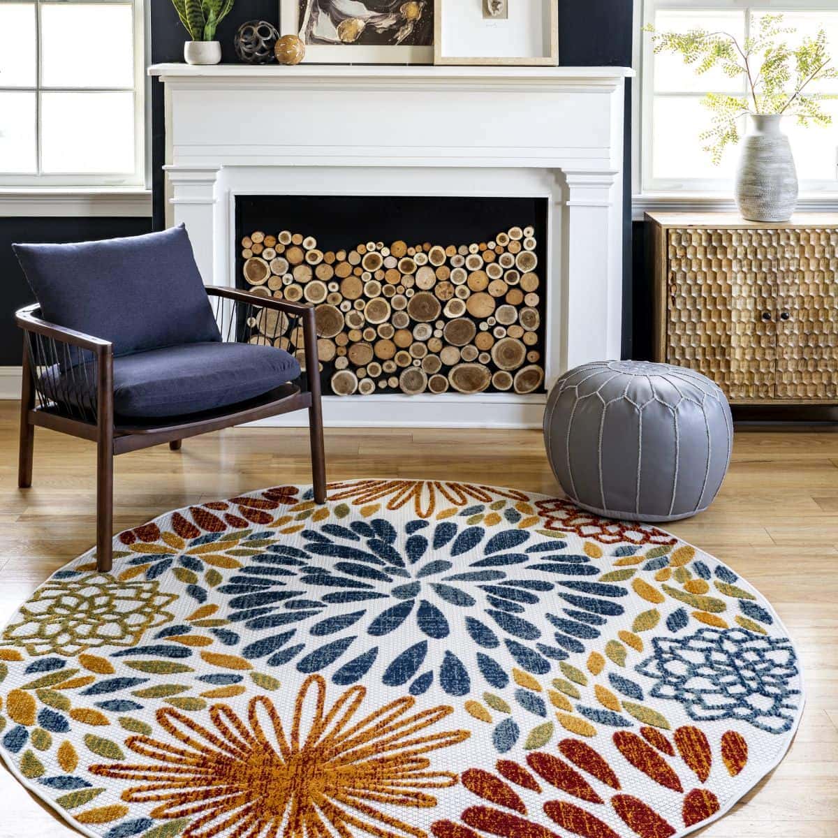 Multi Floral Fireworks Area Rug