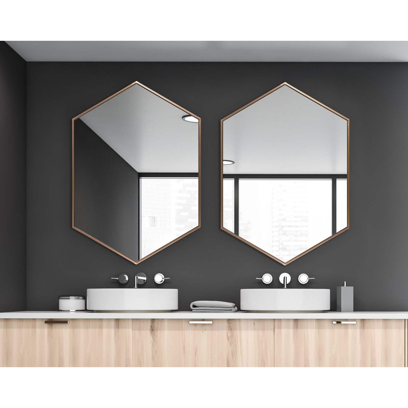 Hexagonal Metal Wall Mirror