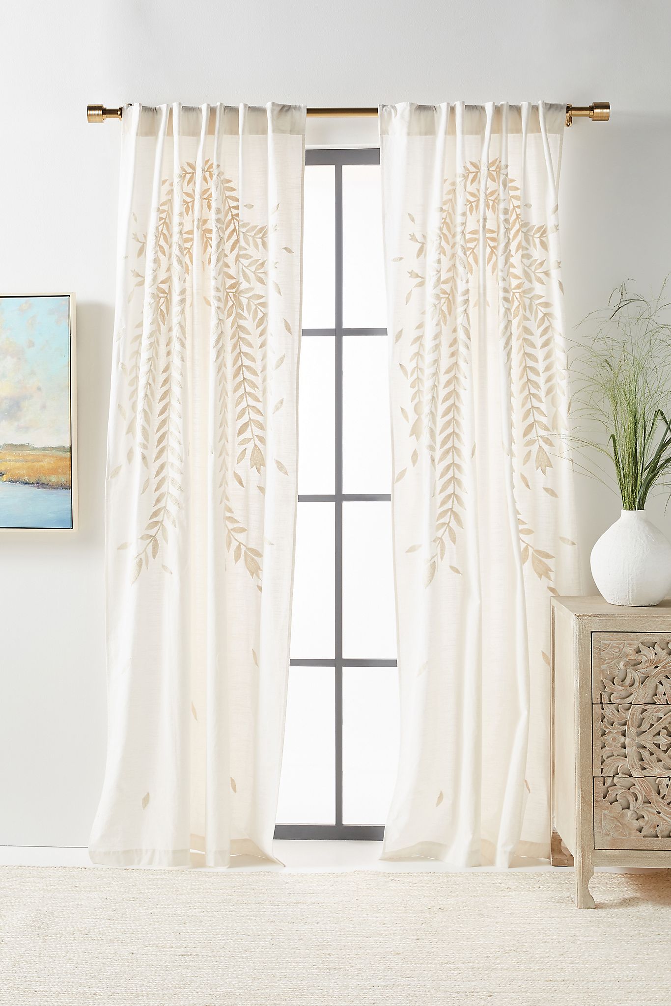 White Embroidered Curtains