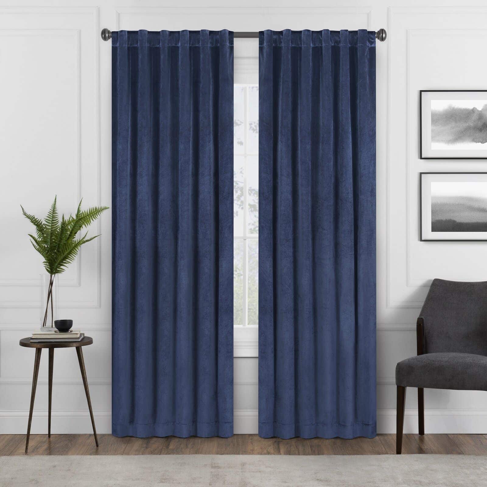 Navy Blue Curtains With White Walls for a Smart Look