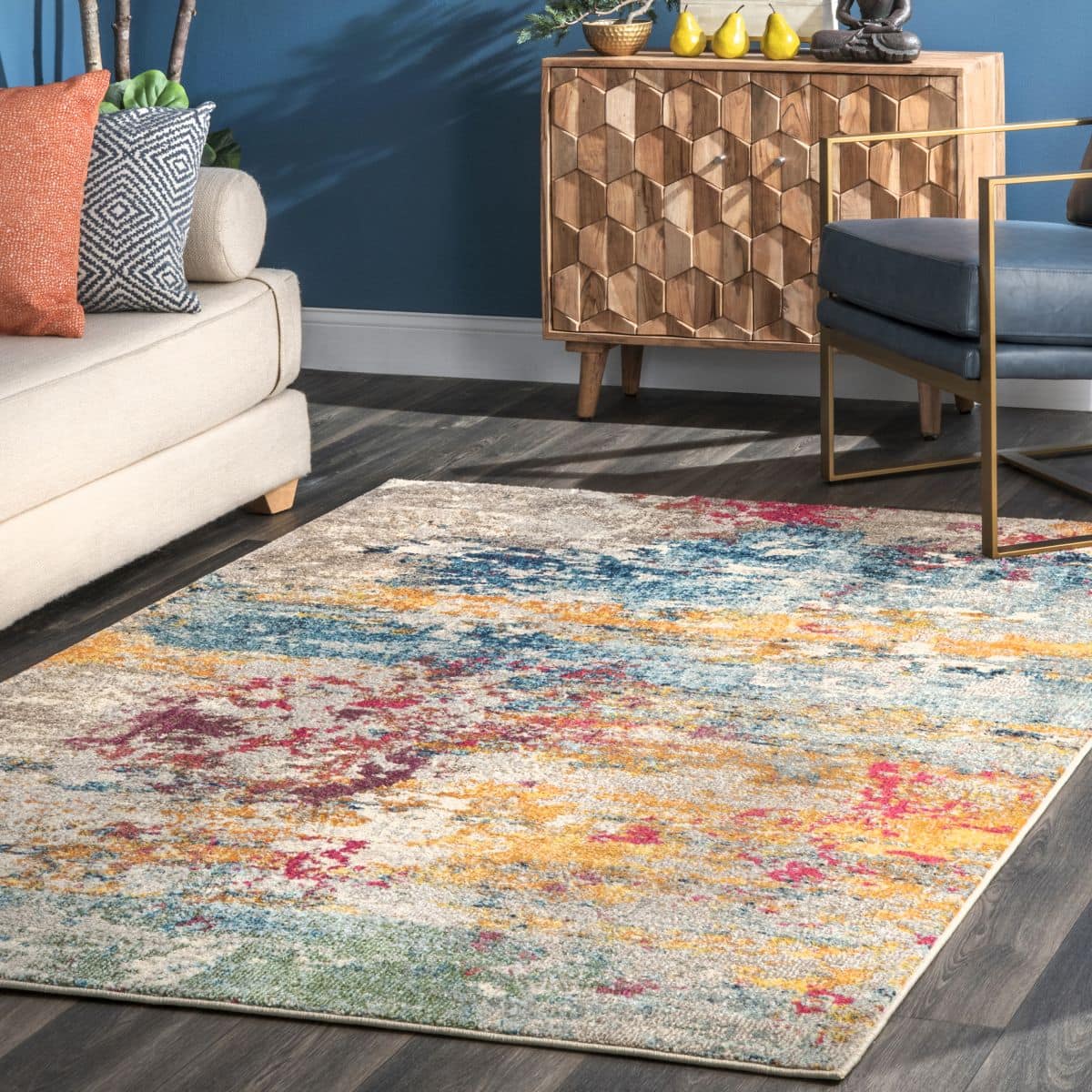 Multi-Colored Abstract Nebula Area Rug