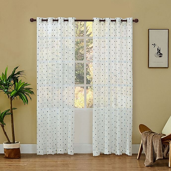 White Embroidered Curtains With Mustard Yellow Walls